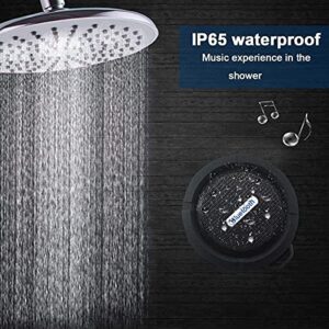 Bluetooth Speaker, IPX7 Waterproof Shower Bluetooth Speaker, Portable Wireless Outdoor Speaker with HD Sound, Support TF Card, Suction Cup for Home, Pool, Beach, Boating, Hiking 6H Playtime -Black