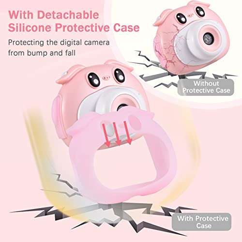 Wennzy Mini Cartoon Kids Digital Camera 1080P Digital Video Camera for Kids Dual Lens 2.0 Inch IPS Screen 4X Zoom Built-in Battery Perfect Birthday for Boys Girls