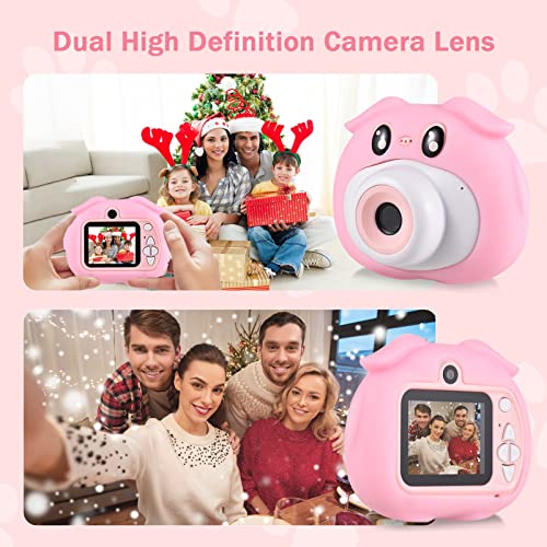 Wennzy Mini Cartoon Kids Digital Camera 1080P Digital Video Camera for Kids Dual Lens 2.0 Inch IPS Screen 4X Zoom Built-in Battery Perfect Birthday for Boys Girls