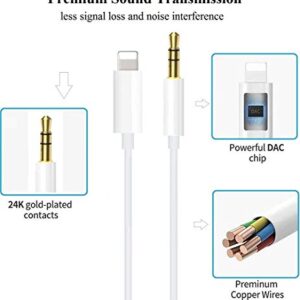Aux Cord for iPhone 11 12 13, 3.3ft White [Apple MFi Certified] Lightning to 3.5mm AUX Audio Cable Compatible with iPhone 13 12 11 XS XR X 8 7 6 for Home Car Stereo/Headphone/Speaker, Support All iOS