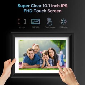 Skyzoo Frame: 10.1'' WiFi Digital Picture Frame, 1280x800 IPS Touch Screen Smart Digital Photo Frame, Share Photos and Videos Remotely via APP, Gift for Friends and Family