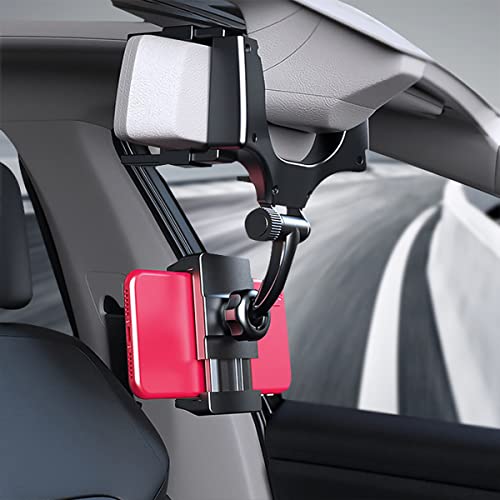 Car Rear View Mirror Phone Mount, Universal 360° Rotation Expandable Car Phone Holder Cradle for Most Mobile Phone Devices iPhone 13/13 Pro/12/11/XS/XR/8 Plus, Samsung Galaxy, GPS Google Map