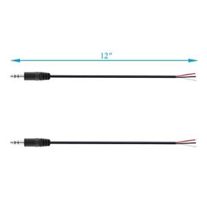 Fancasee 2 Pack Replacement 3.5mm Male Plug to Bare Wire Open End TRS 3 Pole Stereo 1/8" 3.5mm Plug Jack Connector Audio Cable for Headphone Headset Earphone Cable Repair