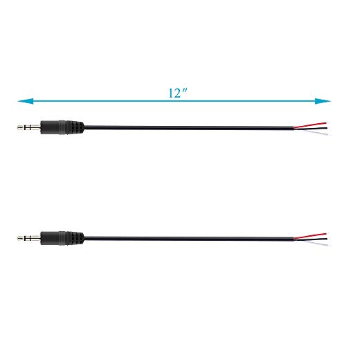 Fancasee 2 Pack Replacement 3.5mm Male Plug to Bare Wire Open End TRS 3 Pole Stereo 1/8" 3.5mm Plug Jack Connector Audio Cable for Headphone Headset Earphone Cable Repair