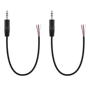fancasee 2 pack replacement 3.5mm male plug to bare wire open end trs 3 pole stereo 1/8″ 3.5mm plug jack connector audio cable for headphone headset earphone cable repair