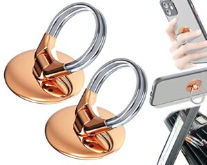 phone ring holder finger kickstand ulvmyring[4 in 1]-phone ring grip, 360° rotation phone kickstand,cd slot & air vent car phone mount,compatible with iphone,samsung,lg and more(2pack rose gold)