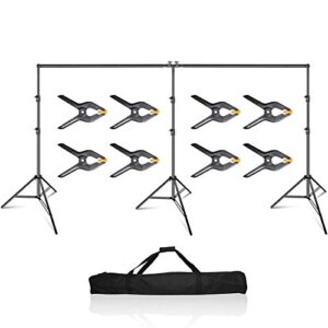 emart photo video studio 20 ft wide 10 ft tall adjustable heavy duty photography backdrop stand, background support system kit with 3 stands, 8 spring clamps, 1 carrying bag