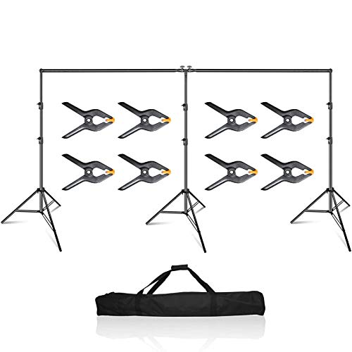 EMART Photo Video Studio 20 ft Wide 10 ft Tall Adjustable Heavy Duty Photography Backdrop Stand, Background Support System Kit with 3 Stands, 8 Spring Clamps, 1 Carrying Bag