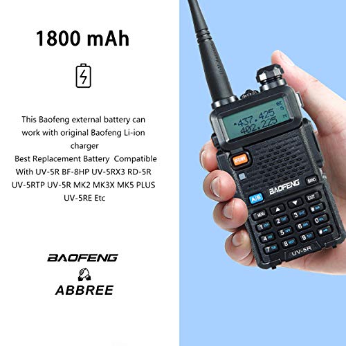 BAOFENG BL-5 7.4V 1800mAh Big Capacity Li-ion Battery Compatible UV-5R BF-8HP UV-5RX3 RD-5R UV-5RTP UV-5R MK2 MK3X MK5 Plus UV-5RE Etc Two Way Radio (1Pack)