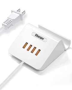 solopen usb charging station 25w, 4-in-1 usb charger station, usb hub charger for multiple devices with phone stand,compatible with smartphones,earphones,ipad and more,white