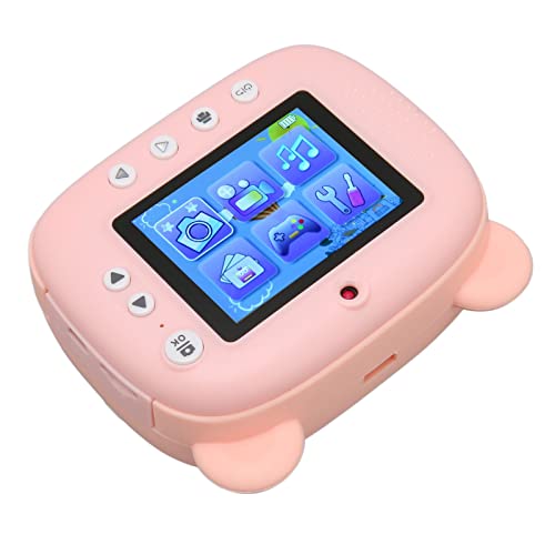 Mxzzand Kids Camera, 1050mah Battery Cute Music Playback 2.4inch HD Screen 3 Games Children HD Camera for Gifts(Pink)