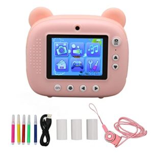 Mxzzand Kids Camera, 1050mah Battery Cute Music Playback 2.4inch HD Screen 3 Games Children HD Camera for Gifts(Pink)