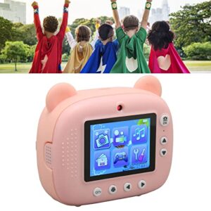 Mxzzand Kids Camera, 1050mah Battery Cute Music Playback 2.4inch HD Screen 3 Games Children HD Camera for Gifts(Pink)