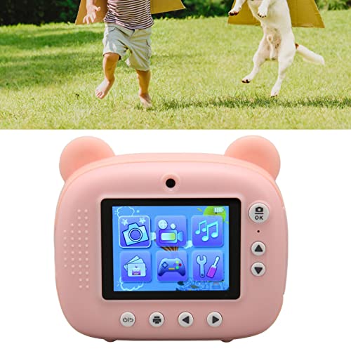 Mxzzand Kids Camera, 1050mah Battery Cute Music Playback 2.4inch HD Screen 3 Games Children HD Camera for Gifts(Pink)