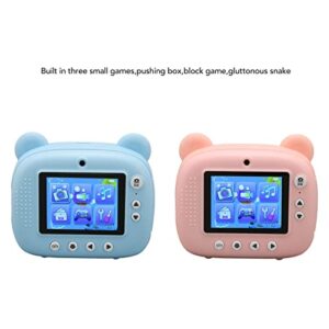 Mxzzand Kids Camera, 1050mah Battery Cute Music Playback 2.4inch HD Screen 3 Games Children HD Camera for Gifts(Pink)