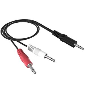 3.5mm stereo male to dual 3.5mm mono male audio cable, 3ft 3.5mm 1/8″ trs male to 2 x 3.5mm 1/8″ ts male y breakout cable splitter adapter connector for headphone, speaker