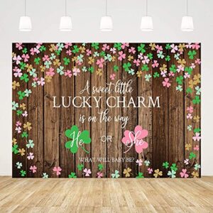 MEHOFOND Lucky Charm Gender Reveal Backdrop St. Patrick's Day Baby Shower Party Decor Banner Supplies Pink or Green Shamrock Clover Background Cake Table Studio Photo Prop Vinyl 7x5ft