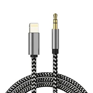 [apple mfi certified] iphone aux cord for car stereo, 3.3ft lightning to 3.5mm audio cable compatible with iphone 13/12/11/xr/xs/x/8/7/6/ipad to car home stereo speaker headphone (nylon braided)