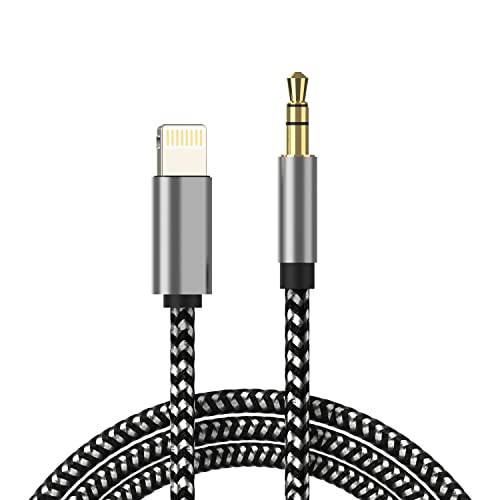 [Apple MFi Certified] iPhone AUX Cord for Car Stereo, 3.3ft Lightning to 3.5mm Audio Cable Compatible with iPhone 13/12/11/XR/XS/X/8/7/6/iPad to Car Home Stereo Speaker Headphone (Nylon Braided)