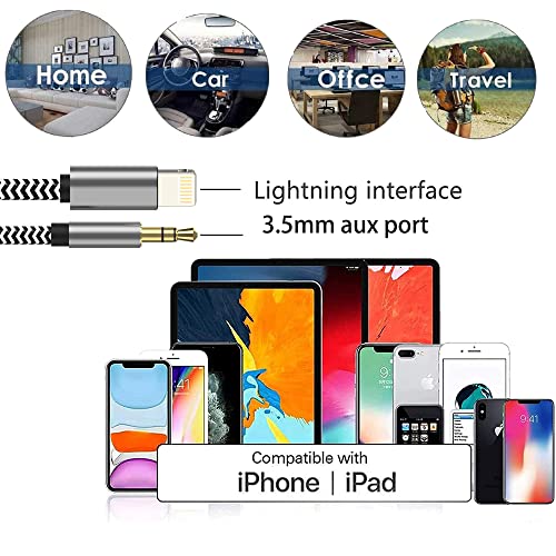 [Apple MFi Certified] iPhone AUX Cord for Car Stereo, 3.3ft Lightning to 3.5mm Audio Cable Compatible with iPhone 13/12/11/XR/XS/X/8/7/6/iPad to Car Home Stereo Speaker Headphone (Nylon Braided)
