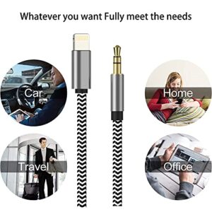 [Apple MFi Certified] iPhone AUX Cord for Car Stereo, 3.3ft Lightning to 3.5mm Audio Cable Compatible with iPhone 13/12/11/XR/XS/X/8/7/6/iPad to Car Home Stereo Speaker Headphone (Nylon Braided)