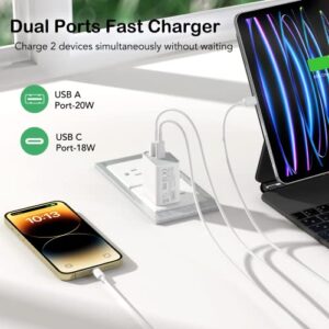 3Pack USB C Wall Charger, 20W Type C Fast Charger+ QC3.0 USB A Double Port Power Adapter Charger Plug Block for iPhone 14/13/12/11/Plus/Pro Max/Pro/12 Mini/XS/XR/X/8/7/6/6S Plus,Samsung