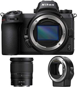 nikon z7 mirrorless digital camera with 24-70mm lens and ftz adapter kit (international model) (renewed)