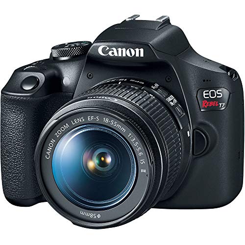 Canon EOS Rebel T7 DSLR Camera with 18-55mm and 75-300mm Lenses (2727C021), 4K Monitor, Pro Headphones, Pro Mic, 2 x 64GB Memory Card, Corel Photo Software, Pro Tripod + More (Renewed)