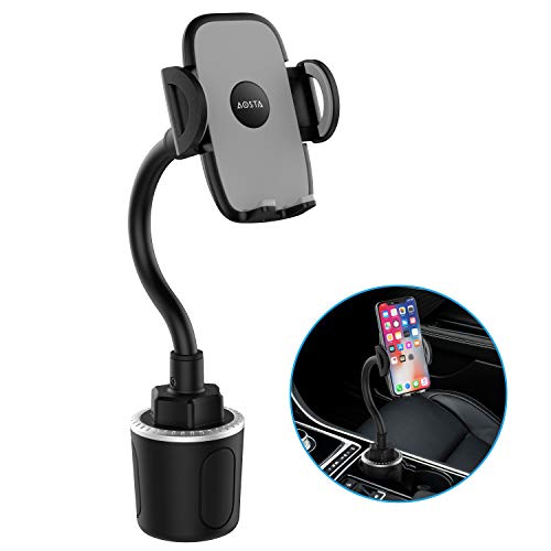 AOSTA Universal Car Phone Mount with 360° Adjustable Gooseneck for Car Cup Holder, Hands-Free Car Phone Holder for iPhone, Samsung Galaxy, Google Pixel, Nexus, Moto and More