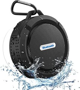 mini shower speakers, ip65 waterproof bluetooth portable speakers and true wireless stereo and dsp technology, 6 hours playback and microsd card, internal microphone, suction cup, for pool, beach