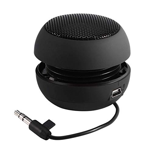 Qinlorgo Mini Speaker, Retractable Speaker with USB Charging Cable, 3.5mm Audio Interface Portable Speaker for MP3, MP4, MP5, Mobile Phones, Computers(Black, 12)