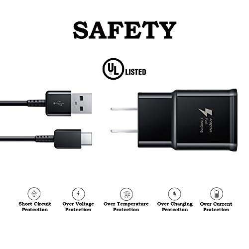 ILineX Adaptive Fast Charger with USB Type C Cable [ 4FT ] Compatible with Samsung Galaxy S10, S9, S8, S9 Plus,Note 10, 8, 9 Wall Charging Kit Set { 1X Cable & 1X Adapter} Up to Fast Charging