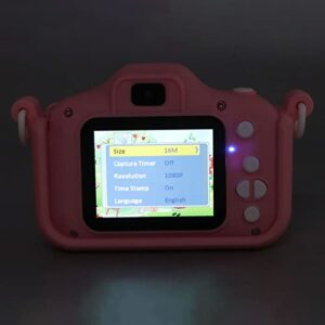 Kids Camera, Cute Lightweight Kids Digital Camera, 2in Screen Children Camera for Photo Video MP3 3‑10 Years Old Kids(Pink with 32G Memory Card with Card Reader)
