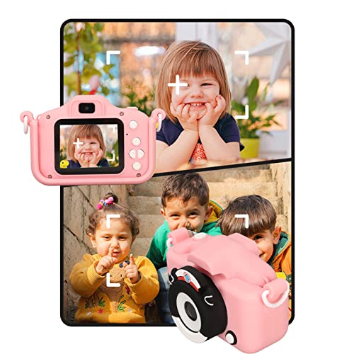 Kids Camera, Cute Lightweight Kids Digital Camera, 2in Screen Children Camera for Photo Video MP3 3‑10 Years Old Kids(Pink with 32G Memory Card with Card Reader)