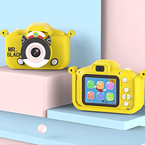 Kids Camera, Cute Lightweight Kids Digital Camera, 2in Screen Children Camera for Photo Video MP3 3‑10 Years Old Kids(Yellow Without 32G Memory Card with Card Reader)