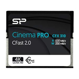 silicon power 128gb cfast2.0 cinemapro cfx310 memory card, 3500x and up to 530mb/s read, mlc, for blackmagic ursa mini, canon xc10/1d x mark ii and more