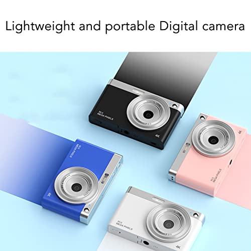 4K Digital Camera, Mini Portable 2.88in IPS HD Large Screen Children Camera Mirrorless AF Autofocus 16X Zoom 50MP Camera Macaron Style Kids Selfie Camera Christmas Birthday Gifts with LED Fill(Pink)