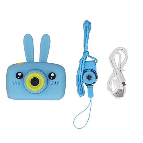 Jeanoko Kids Camera, Children Photo Camera Protective Case Portable GC0308 Sensor MP3 Function for Fun(Blue)