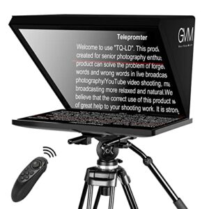 gvm teleprompters for digital cameras/camcorders portable 18.5” teleprompter kit with remote control & app,solid aluminum constructions,colorless spectroscope,ultra hd wide-angle lens