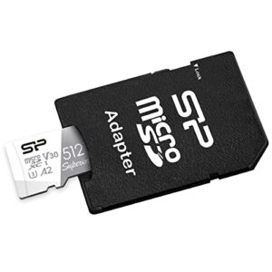 Silicon Power 512GB Superior Micro SDXC UHS-I (U3), V30 4K A2, Compatible with GoPro Hero 9 High Speed MicroSD Card with Adapter