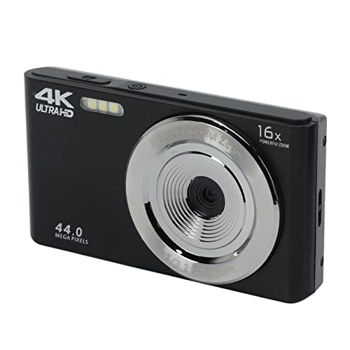 16X Digital Zoom Camera, Shockproof 44MP 4K HD Camera 2.8 Inch Screen for Photography (Black)