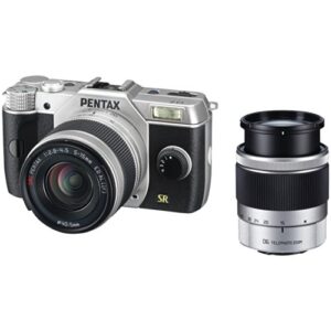 pentax q7 12.4mp mirrorless digital camera with 02 standard zoom 5-15mm f2.8-4.5 and 06 telephoto zoom 15-45mm f2.8 lenses (silver)
