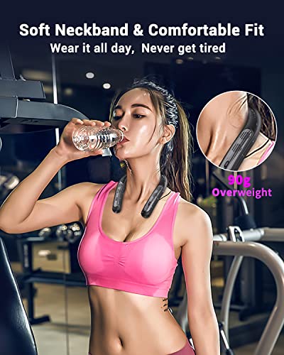 Neckband Bluetooth Speakers，BBH-939 Portable Bluetooth Speakers Wireless Wearable Speaker CVC 8.0 Noise Cancelling 3D Surround Sound Personal Sport Speaker with Mic for Home&Outdoor (Black 2023)