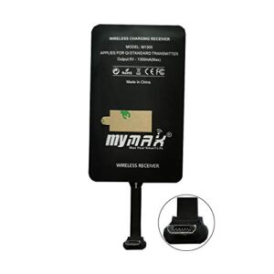 mymax – type a 1300ma super-fast qi wireless charging receiver and adapter compatible with samsung galaxy, lg, google nexus, and other micro usb-a devices (long version, plastic toothpick)