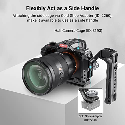 SmallRig Lightweight Cold Shoe Top Handle, Grip for DSLR Camera Cage, Universal Top Handle with 5 Cold Shoe Adapters and Cold Shoe Base (Lite) - 3764