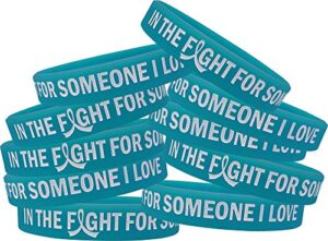 “in the fight for someone i love” ovarian cancer batten disease interstitial cystitis pkd wristband bracelet 10-pack (teal)