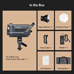 SmallRig RC 220B 220W Bi-Color LED Video Light 2700K-6500K 84500 Lux@3.3ft Continuous Lighting CRI 95+ TLCI 96+ w/Bowens Mount, Manual and App Control Remotely Professional Studio Spotlight-3473