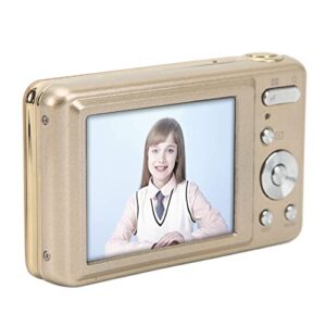 48mp mini digital camera, 2.7 inch 8x optical zoom vlogging camera video camera, lcd screen, kids selfie camera with storage bag for students, kids, teens gifts(gold)