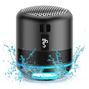 flysh mini bluetooth speakers portable wireless speaker small speaker, tws pairing, rgb lights, ipx5 waterproof, compact size, beach speaker for home, shower, travel (black)