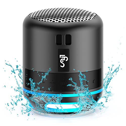 FLYSH Mini Bluetooth Speakers Portable Wireless Speaker Small Speaker, TWS Pairing, RGB Lights, IPX5 Waterproof, Compact Size, Beach Speaker for Home, Shower, Travel (Black)